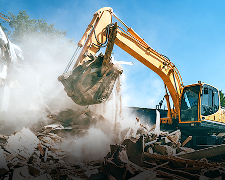 Excavator building demolition services